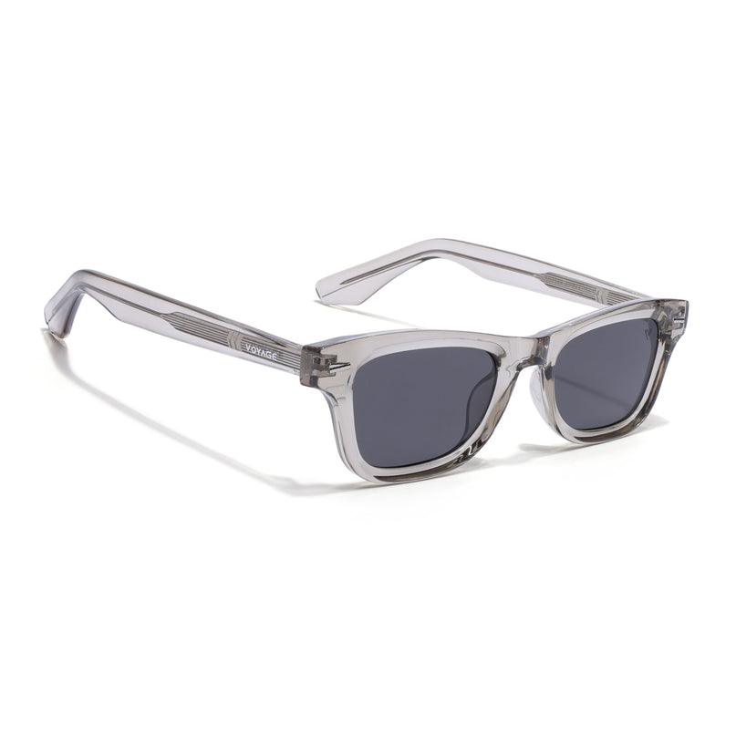Wayfarer Polarized Sunglasses for Men & Women (Black Lens | Grey Frame - PMG7888)