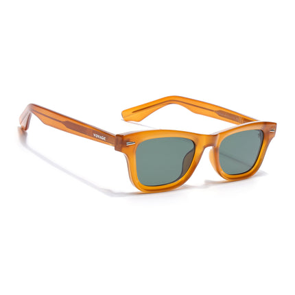 Wayfarer Polarized Sunglasses for Men & Women (Green Lens | Orange Frame - PMG7889)