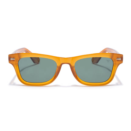 Wayfarer Polarized Sunglasses for Men & Women (Green Lens | Orange Frame - PMG7889)