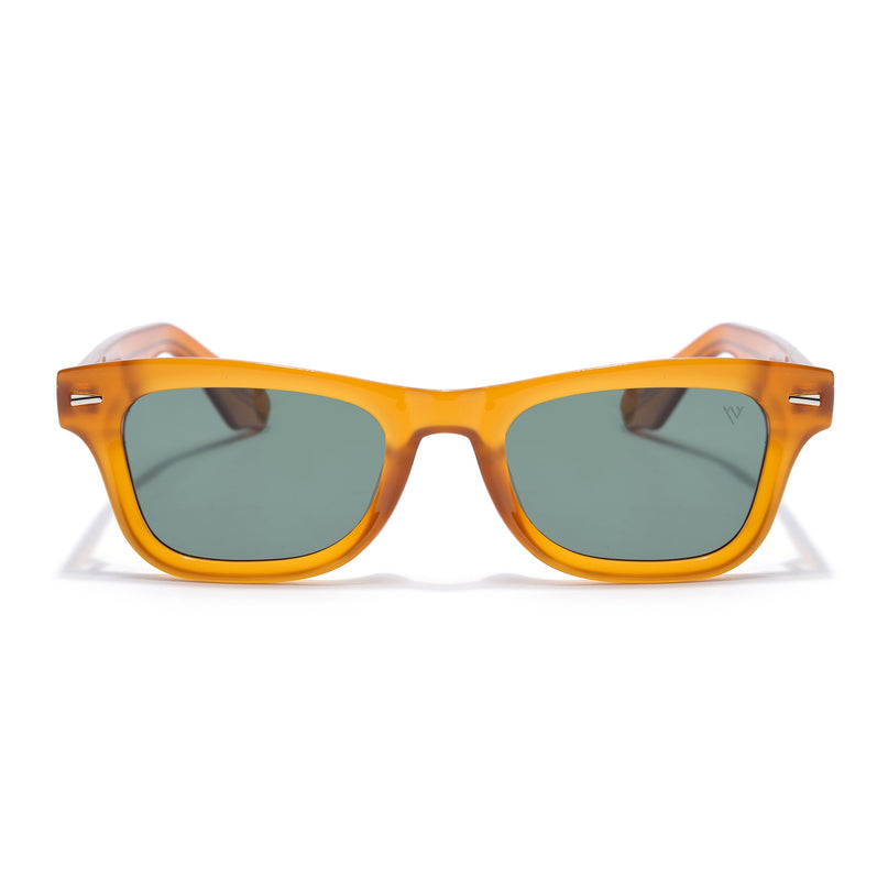 Wayfarer Polarized Sunglasses for Men & Women (Green Lens | Orange Frame - PMG7889)