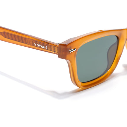 Wayfarer Polarized Sunglasses for Men & Women (Green Lens | Orange Frame - PMG7889)