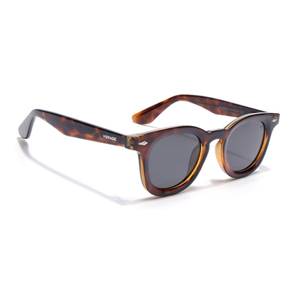 Wayfarer Polarized Sunglasses for Men & Women (Black Lens | Demi Brown Frame - PMG7986)