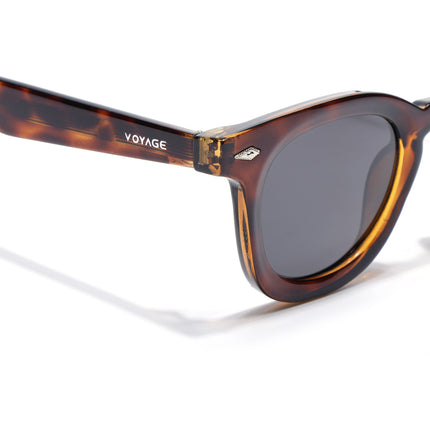 Wayfarer Polarized Sunglasses for Men & Women (Black Lens | Demi Brown Frame - PMG7986)