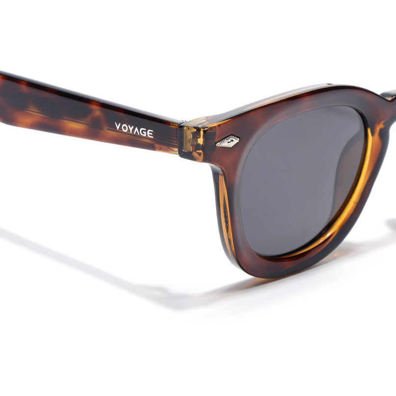 Wayfarer Polarized Sunglasses for Men & Women (Black Lens | Demi Brown Frame - PMG7986)