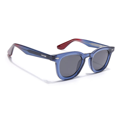 Wayfarer Polarized Sunglasses for Men & Women (Black Lens | Blue Frame - PMG7987)