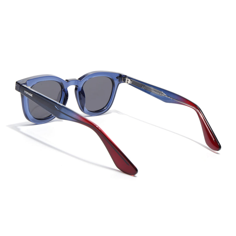 Wayfarer Polarized Sunglasses for Men & Women (Black Lens | Blue Frame - PMG7987)