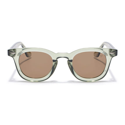 Wayfarer Polarized Sunglasses for Men & Women (Brown Lens | Green Frame - PMG7988)