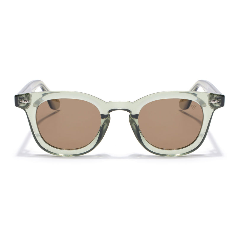 Wayfarer Polarized Sunglasses for Men & Women (Brown Lens | Green Frame - PMG7988)