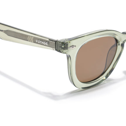 Wayfarer Polarized Sunglasses for Men & Women (Brown Lens | Green Frame - PMG7988)