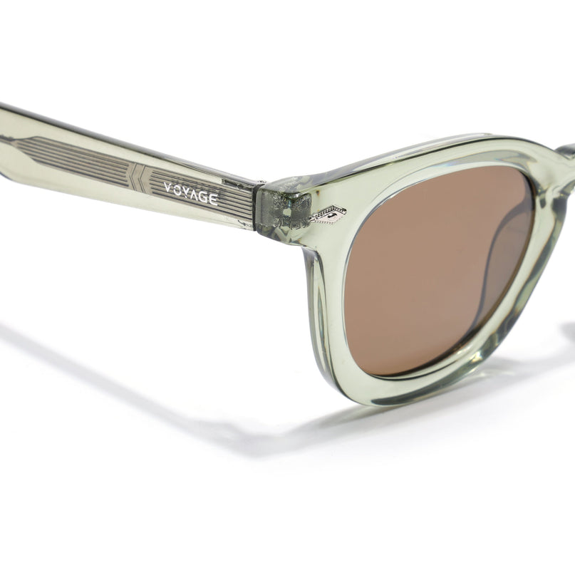 Wayfarer Polarized Sunglasses for Men & Women (Brown Lens | Green Frame - PMG7988)