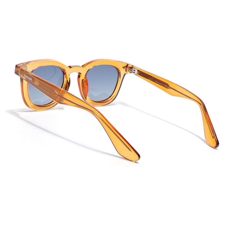Wayfarer Polarized Sunglasses for Men & Women (Black Lens | Orange Frame - PMG7989)