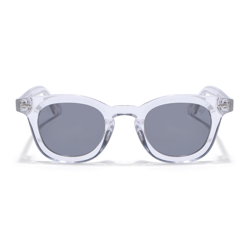 Wayfarer Polarized Sunglasses for Men & Women (Black Lens | Transparent Frame - PMG7990)