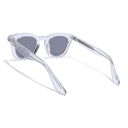 Wayfarer Polarized Sunglasses for Men & Women (Black Lens | Transparent Frame - PMG7990)