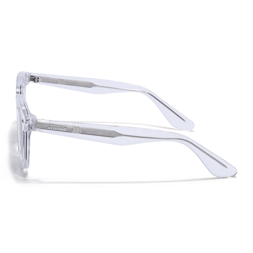 Wayfarer Polarized Sunglasses for Men & Women (Black Lens | Transparent Frame - PMG7990)