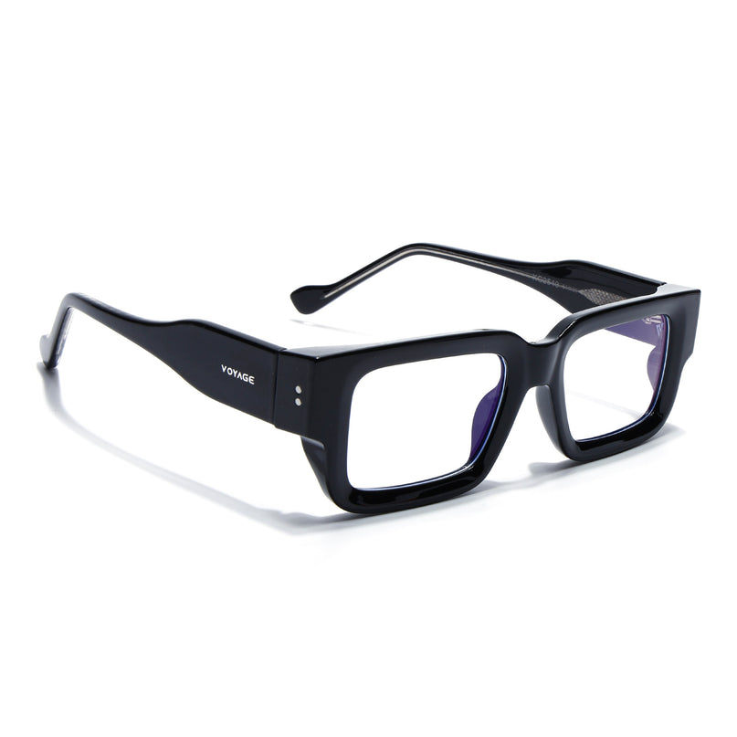 Voyage Black Rectangle Eyeglasses for Men & Women (KG2540FMG8002)
