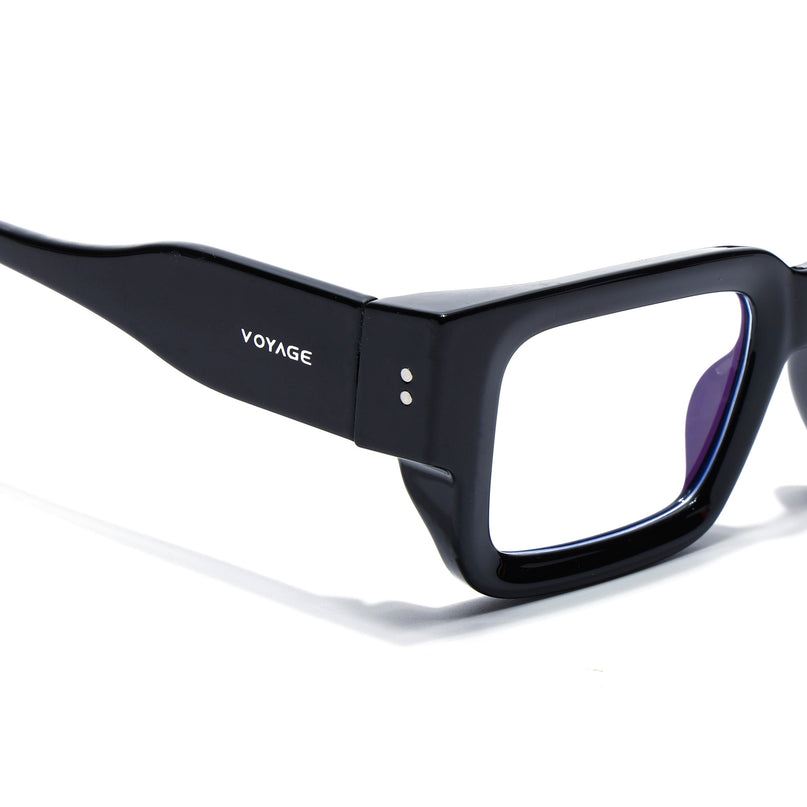Voyage Black Rectangle Eyeglasses for Men & Women (KG2540FMG8002)