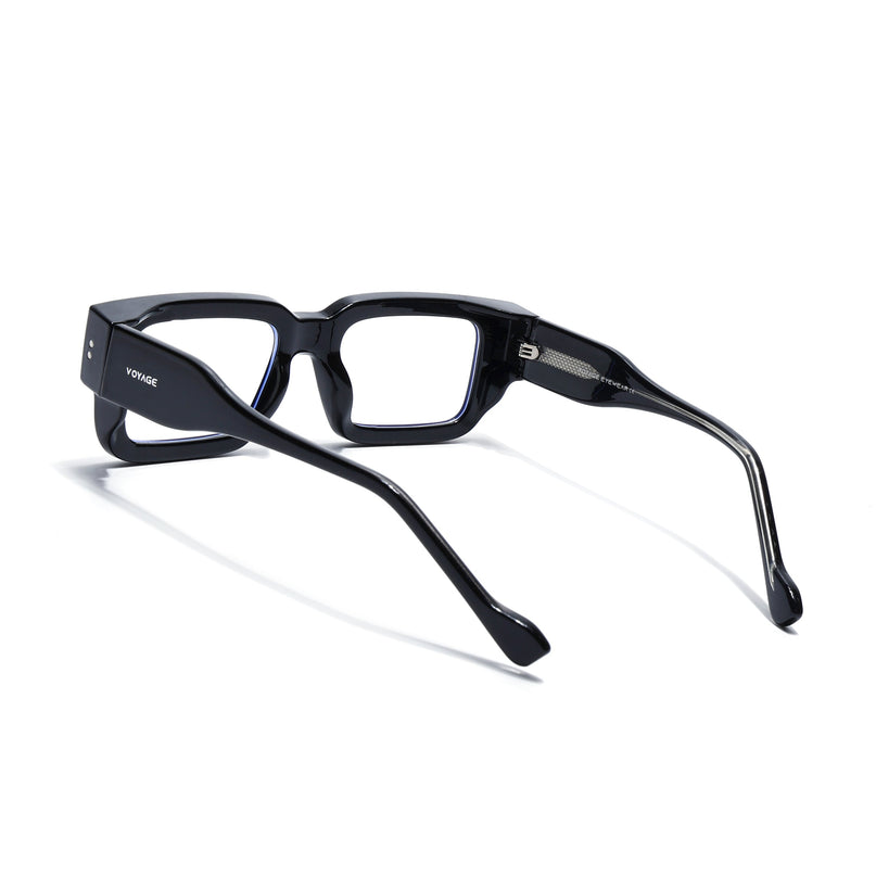 Voyage Black Rectangle Eyeglasses for Men & Women (KG2540FMG8002)