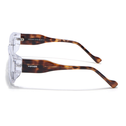 Rectangle Polarized Sunglasses for Men & Women (Black Lens | Transparent Frame - PMG7863)