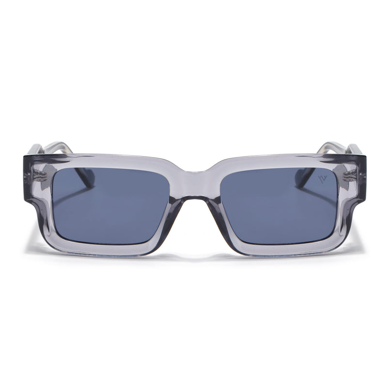 Rectangle Polarized Sunglasses for Men & Women (Blue Lens | Grey Frame - PMG7864)