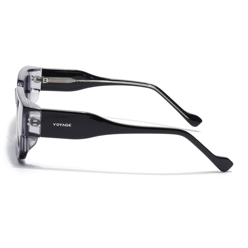 Rectangle Polarized Sunglasses for Men & Women (Blue Lens | Grey Frame - PMG7864)