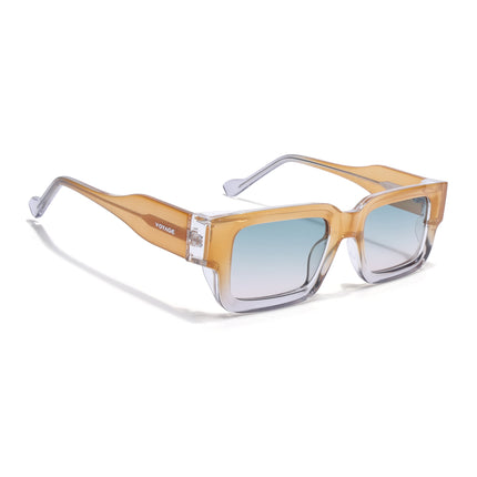 Rectangle Polarized Sunglasses for Men & Women (Green Lens | Orange Frame - PMG7865)