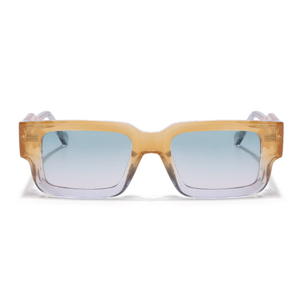 Rectangle Polarized Sunglasses for Men & Women (Green Lens | Orange Frame - PMG7865)