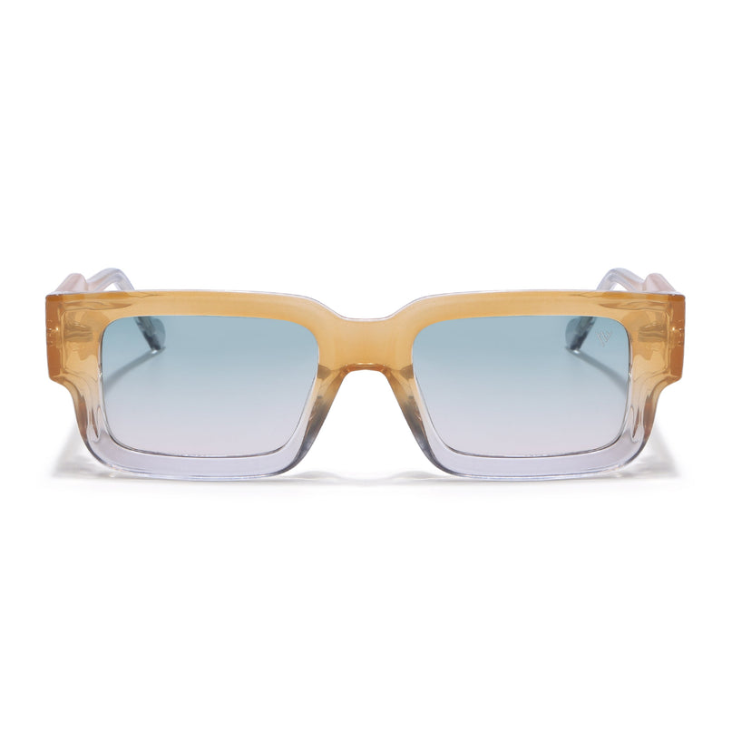 Rectangle Polarized Sunglasses for Men & Women (Green Lens | Orange Frame - PMG7865)