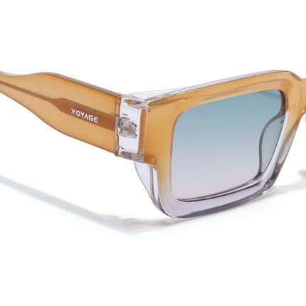 Rectangle Polarized Sunglasses for Men & Women (Green Lens | Orange Frame - PMG7865)