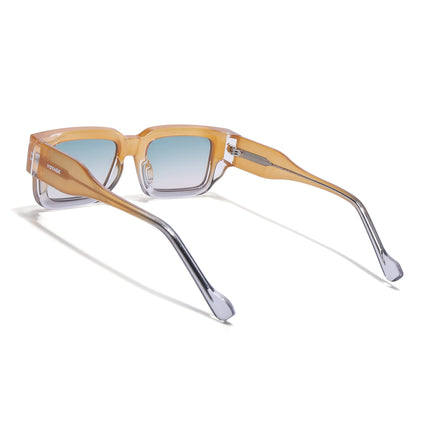 Rectangle Polarized Sunglasses for Men & Women (Green Lens | Orange Frame - PMG7865)