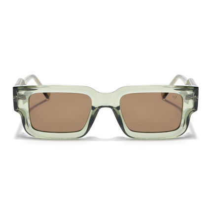 Rectangle Polarized Sunglasses for Men & Women (Brown Lens | Green Frame - PMG7866)