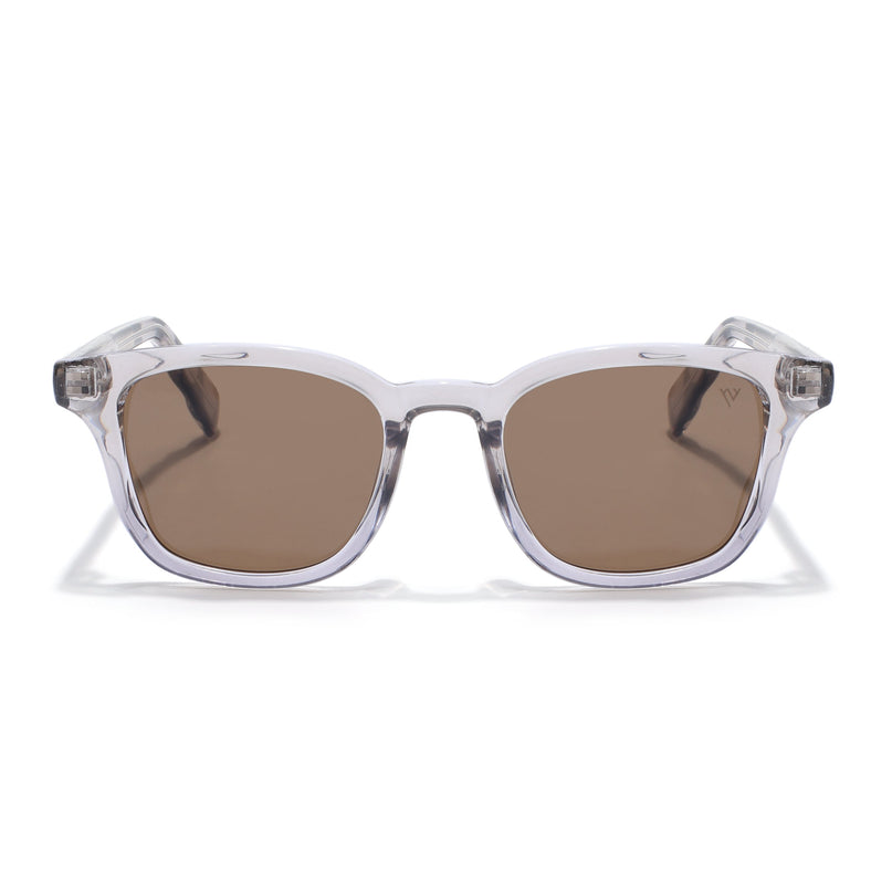 Wayfarer Polarized Sunglasses for Men & Women (Brown Lens | Grey Frame - PMG7933)