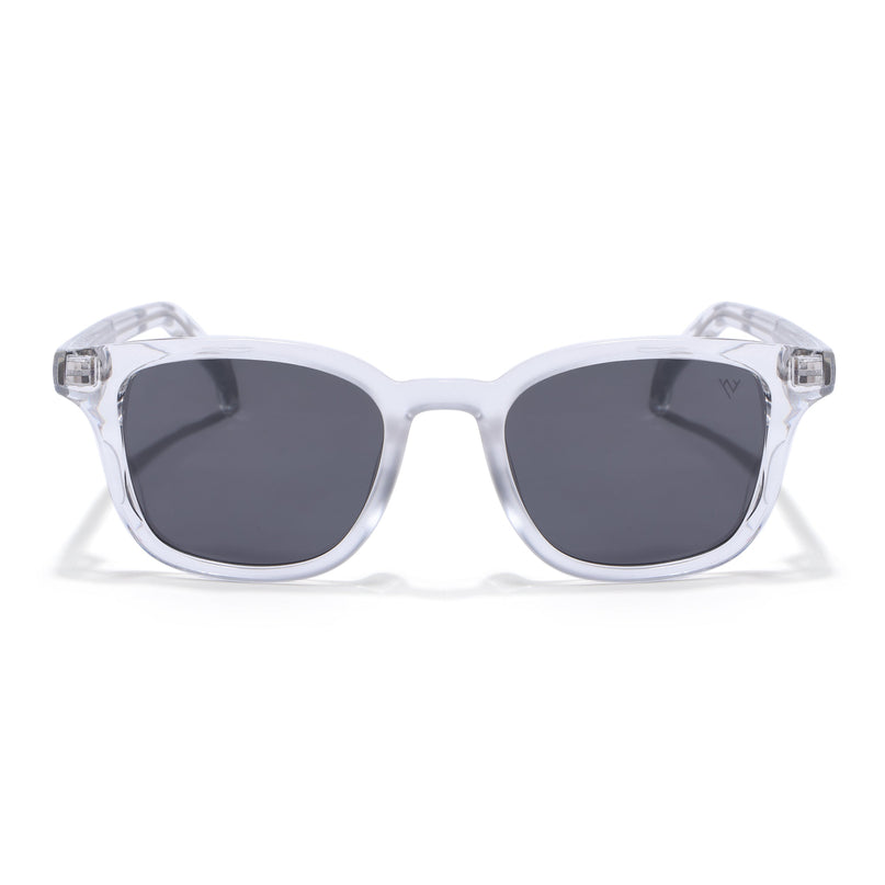 Wayfarer Polarized Sunglasses for Men & Women (Black Lens | Transparent Frame - PMG7934)
