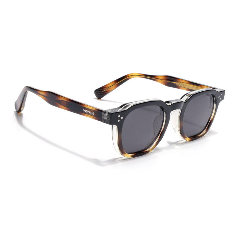 Wayfarer Polarized Sunglasses for Men & Women (Black Lens | Demi Brown Frame - PMG7978)