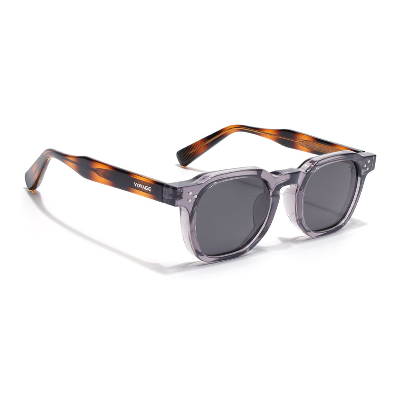 Wayfarer Polarized Sunglasses for Men & Women (Black Lens | Grey Frame - PMG7979)