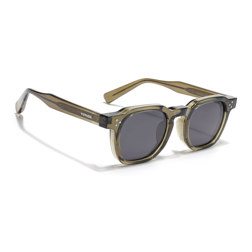 Wayfarer Polarized Sunglasses for Men & Women (Black Lens | Green Frame - PMG7982)