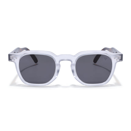 Wayfarer Polarized Sunglasses for Men & Women (Black Lens | Transparent Frame - PMG7983)