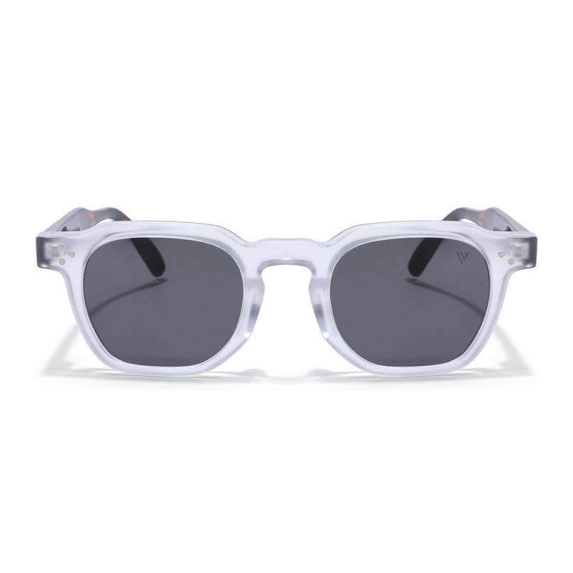 Wayfarer Polarized Sunglasses for Men & Women (Black Lens | Transparent Frame - PMG7983)