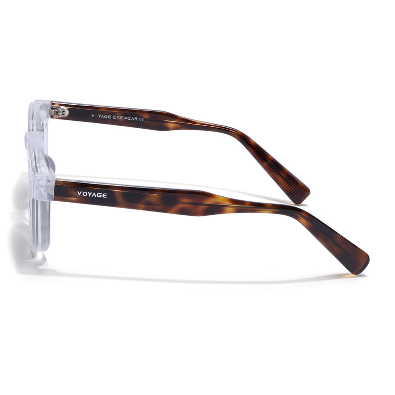 Wayfarer Polarized Sunglasses for Men & Women (Black Lens | Transparent Frame - PMG7983)