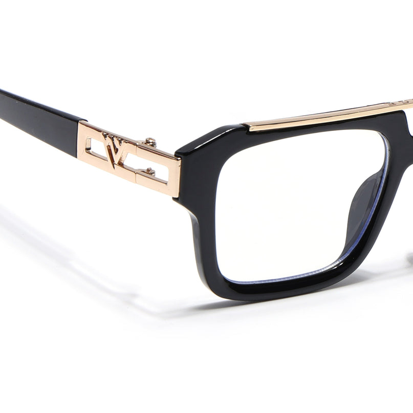 Voyage Exclusive Black & Golden Wayfarer Eyeglasses for Men & Women - MG5389-C2