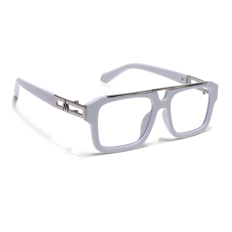 Voyage Exclusive White & Silver Wayfarer Eyeglasses for Men & Women - MG5390-C3