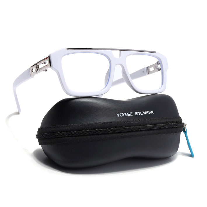 Voyage Exclusive White & Silver Wayfarer Eyeglasses for Men & Women - MG5390-C3