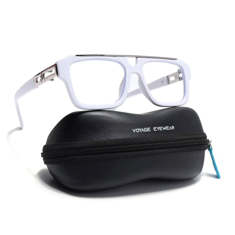 Voyage Exclusive White & Silver Wayfarer Eyeglasses for Men & Women - MG5390-C3