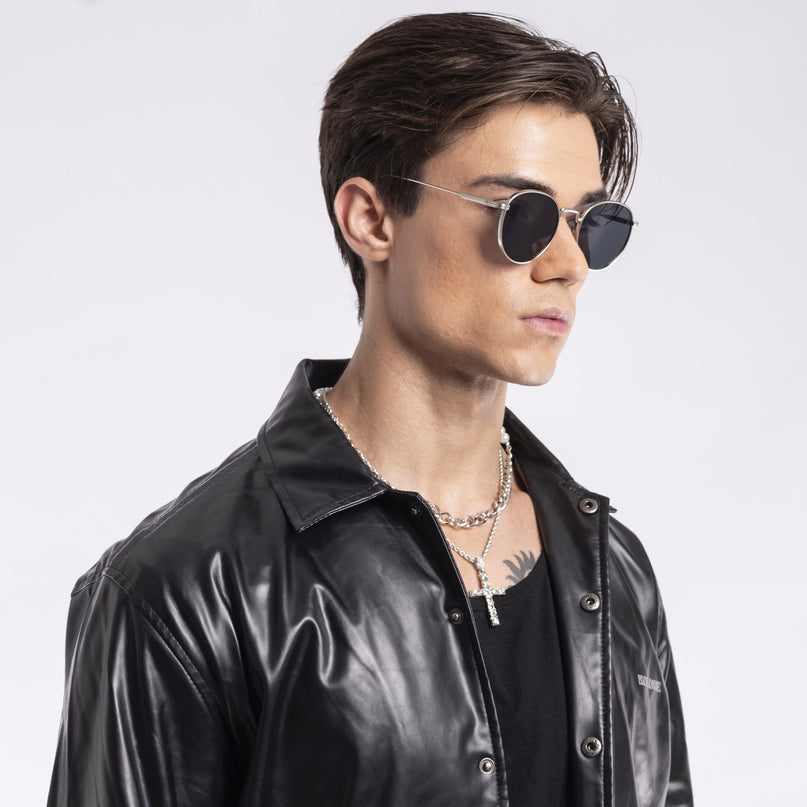 Sonic | Round Black Silver Sunglasses MG3051