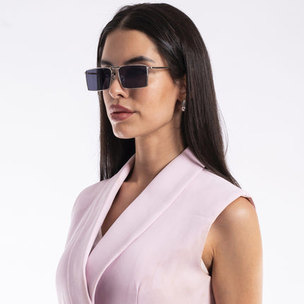 Silver Digger | Black & Silver Rectangular Sunglasses - MG3573