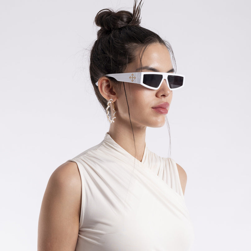 Crasher | White Rectangle Sunglasses - MG3873