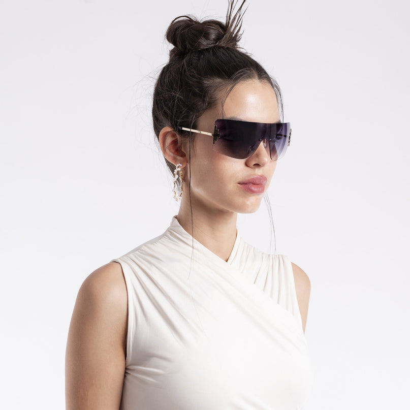 Black & Clear Wrap Around Sunglasses - MG4116