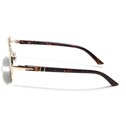 Hexagonal Sunglasses for Men & Women (Green Lens | Golden Frame - MG7661)
