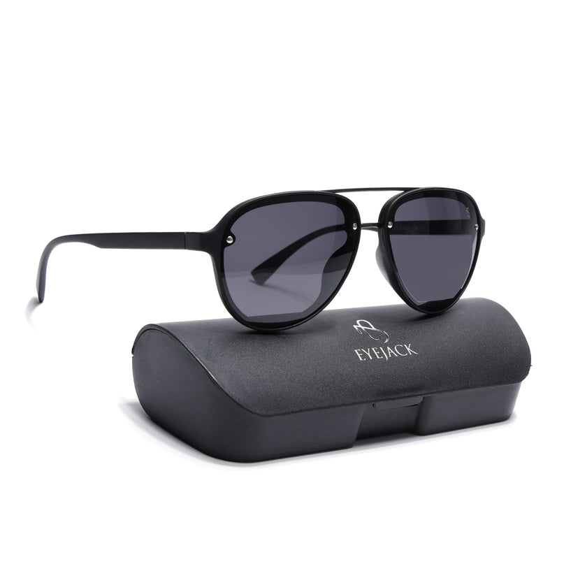 Eyejack Black Aviator Polarized Sunglasses for Men & Women (P025PCL2145)