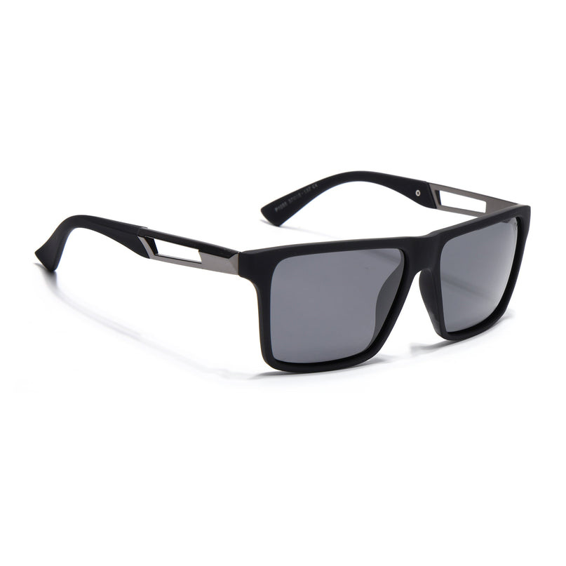 Wayfarer Polarized Sunglasses for Men & Women (Black Lens | Matt Black Frame - PMG7359)