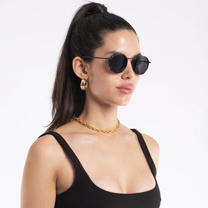Captain | Matte Black Wayfarer Polarized Sunglasses - PMG3980